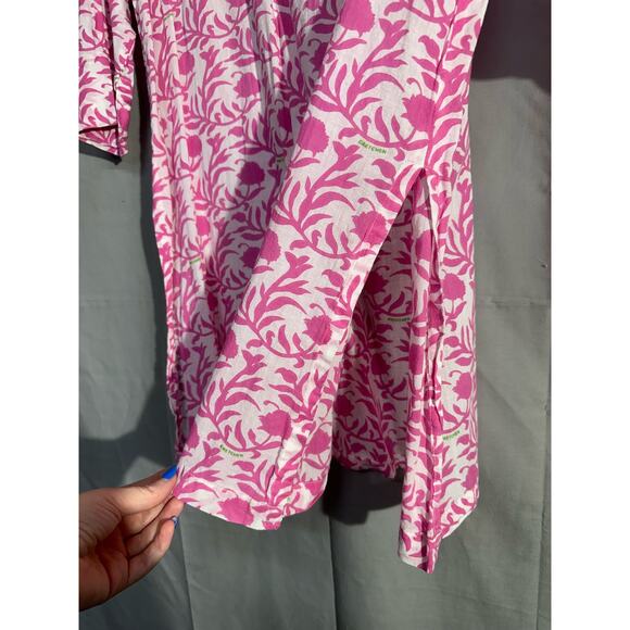 Gretchen Scott Top Womens Small Pink Floral Tunic Cotton Beachy Boho Lightweight - Picture 8 of 11